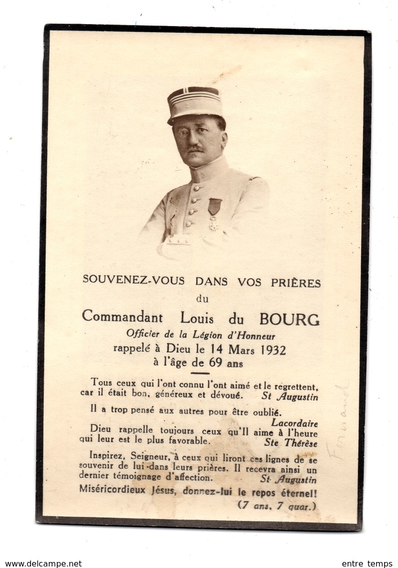 Souvenir Deces Militaire Officier Commandant Louis Du Bourg 3 ème R.I - Images Religieuses