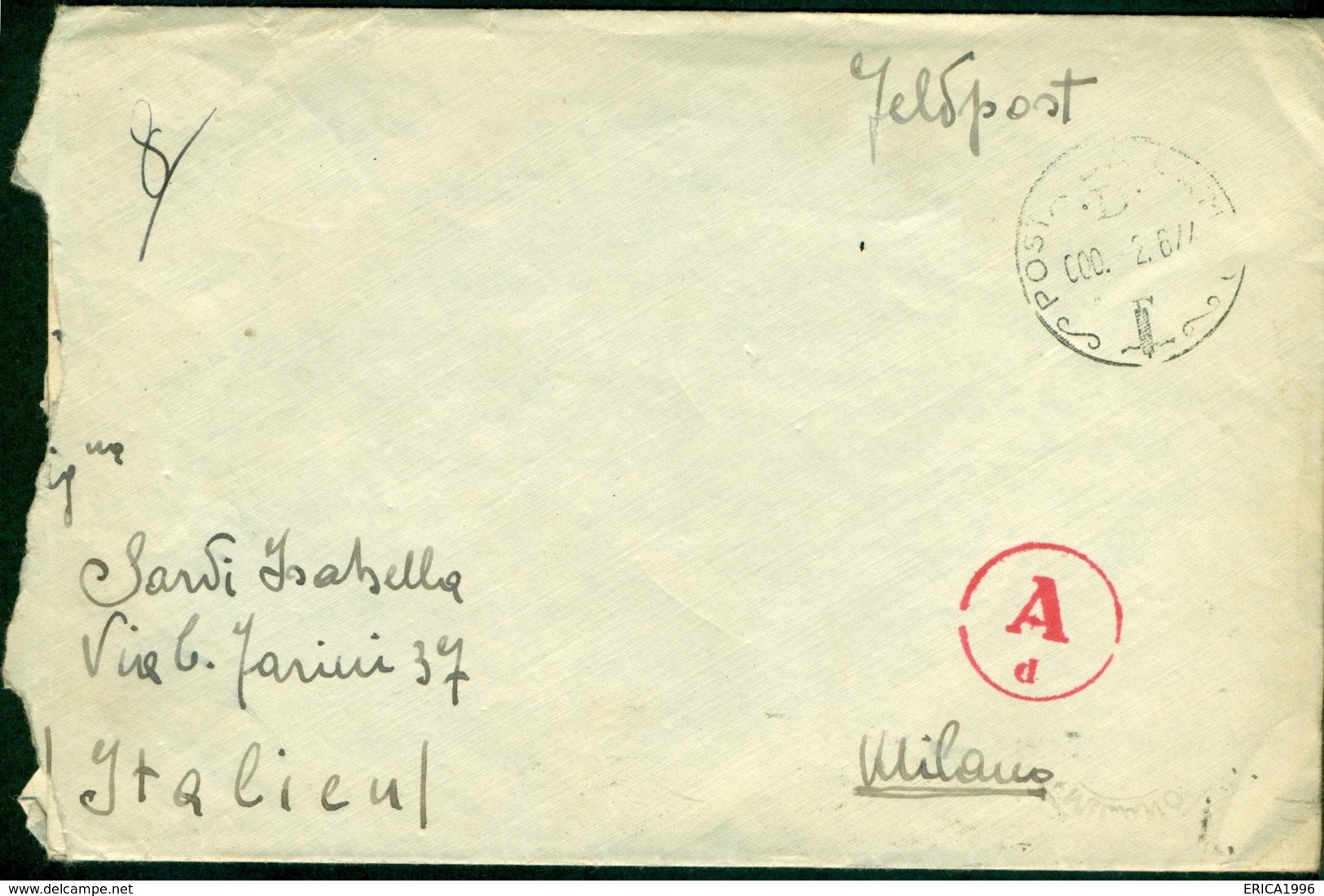 V9200 ITALIA RSI 1944 Lettera In Franchigia Posta Da Campo D 000 2.6.44(Feldpost 84345/F Manoscritto Sul Retro)per Milan - Storia Postale