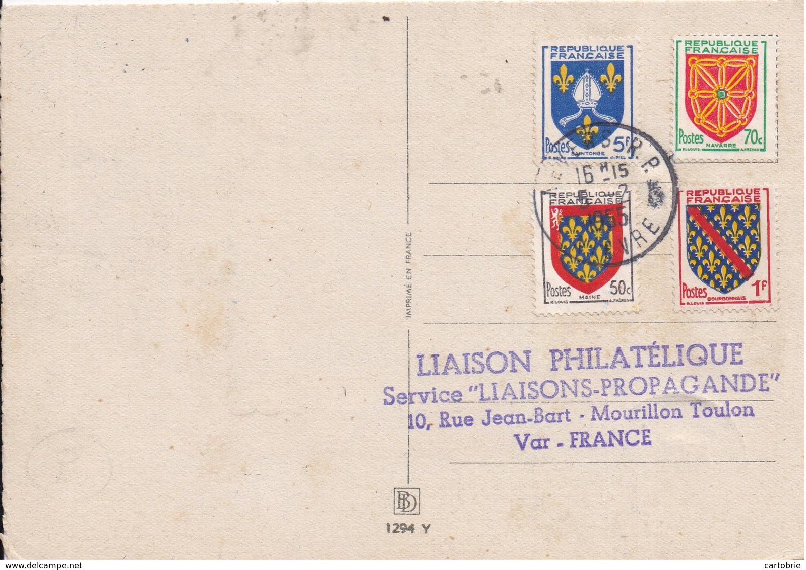 58 NIVERNAIS - Blason, Héraldique, Carte Maximum Barré-Dayez - Postée De NEVERS Le 5.2.1955 - Nevers