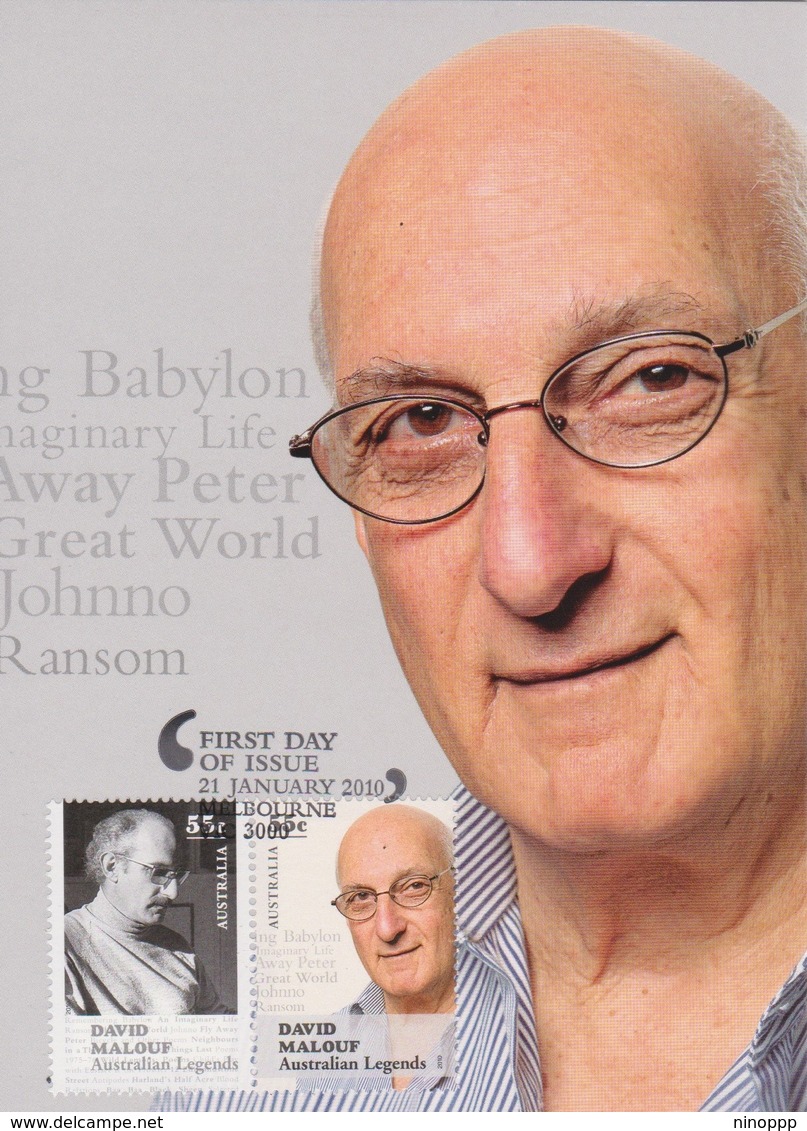 Australia 2010 Australian Legends Of The Written Word,David Malouf, Maximum Card - Maximum Cards