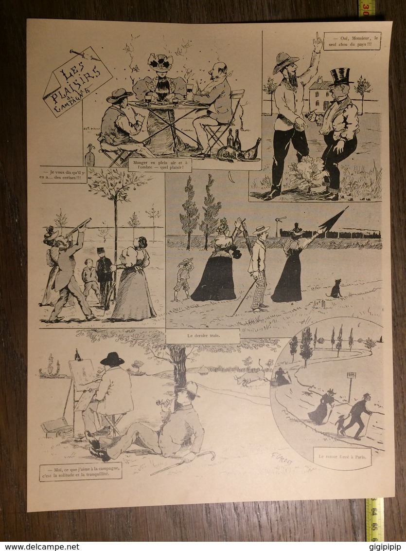 DOCUMENT 1897 EXPOSITION INDUSTRIELLE ARTISTIQUE DES OEUVRES OUVRIERES DESSIN LES PLAISIRS DE CAMPAGNE - Collections