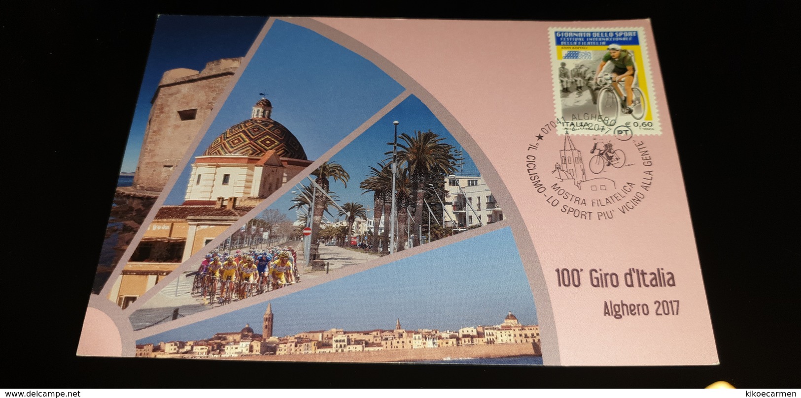 2scans Official Postcard CICLISMO Lo Sport Più Vicino Alla Gente 2017 Alghero Sassari Bike GIRO D'ITALIA Cancel Annullo - Ciclismo