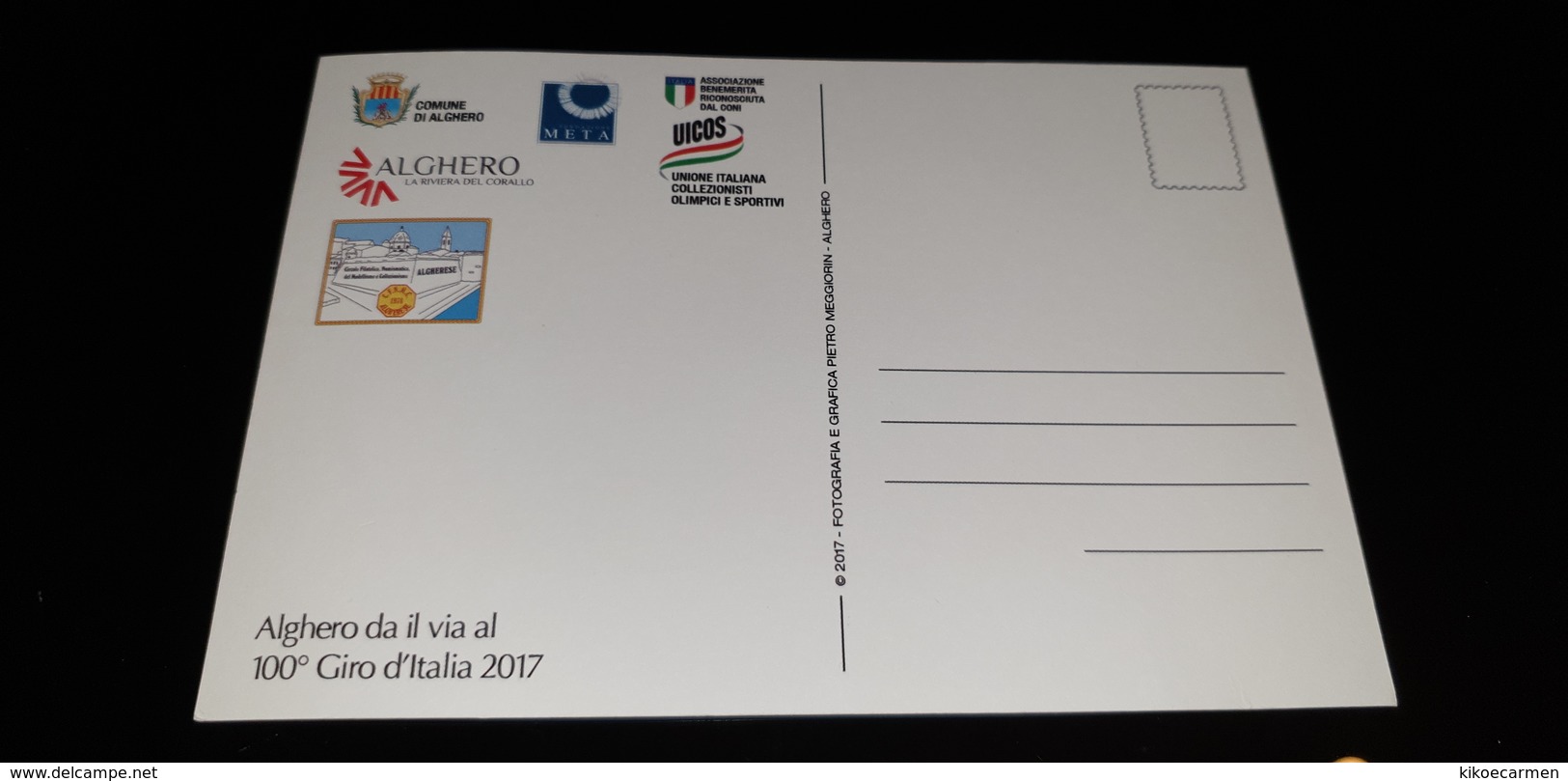 2scans Official Postcard CICLISMO Lo Sport Più Vicino Alla Gente 2017 Alghero Sassari Bike GIRO D'ITALIA Cancel Annullo - Ciclismo