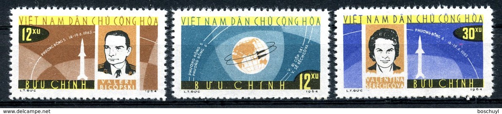 Vietnam, 1964, Space, Vostok, Astronauts, Cosmonauts, Tereshkova, MNH, Michel 298-300 - Viêt-Nam