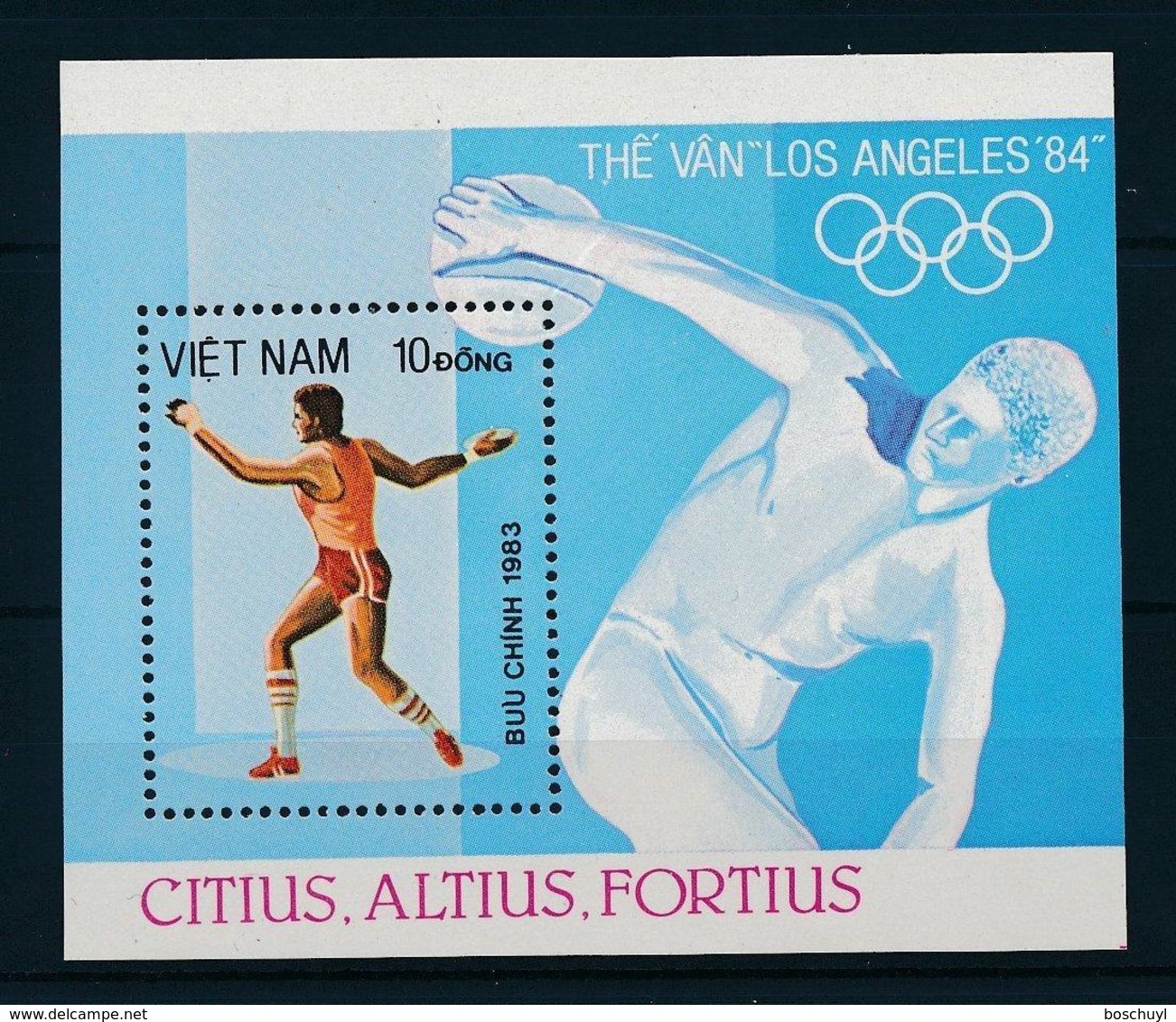 Vietnam, 1983, Olympic Summer Games Los Angeles, Discus, MNH, Michel Block 20 - Viêt-Nam