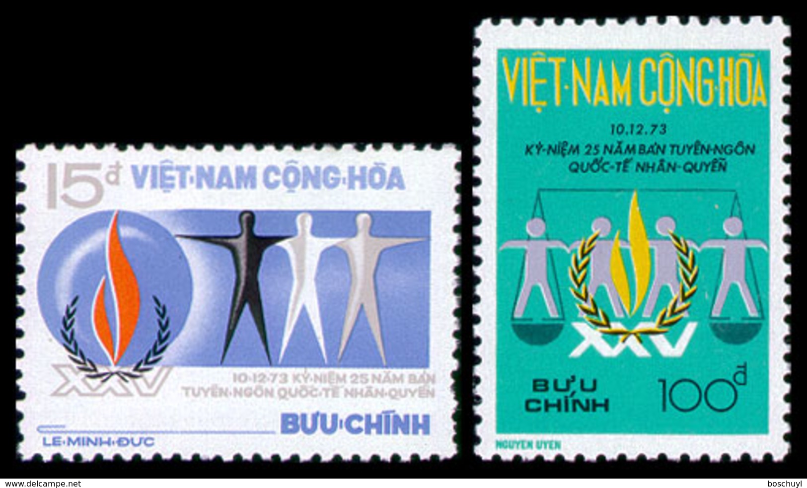 Vietnam, South, 1973, Human Rights Declaration, United Nations, MNH, Michel 540-541 - Viêt-Nam