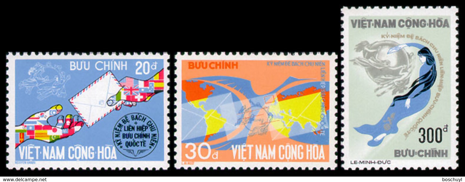 Vietnam, South, 1974, UPU Centenary, Universal Postal Union, United Nations, MNH, Michel 572-574 - Viêt-Nam