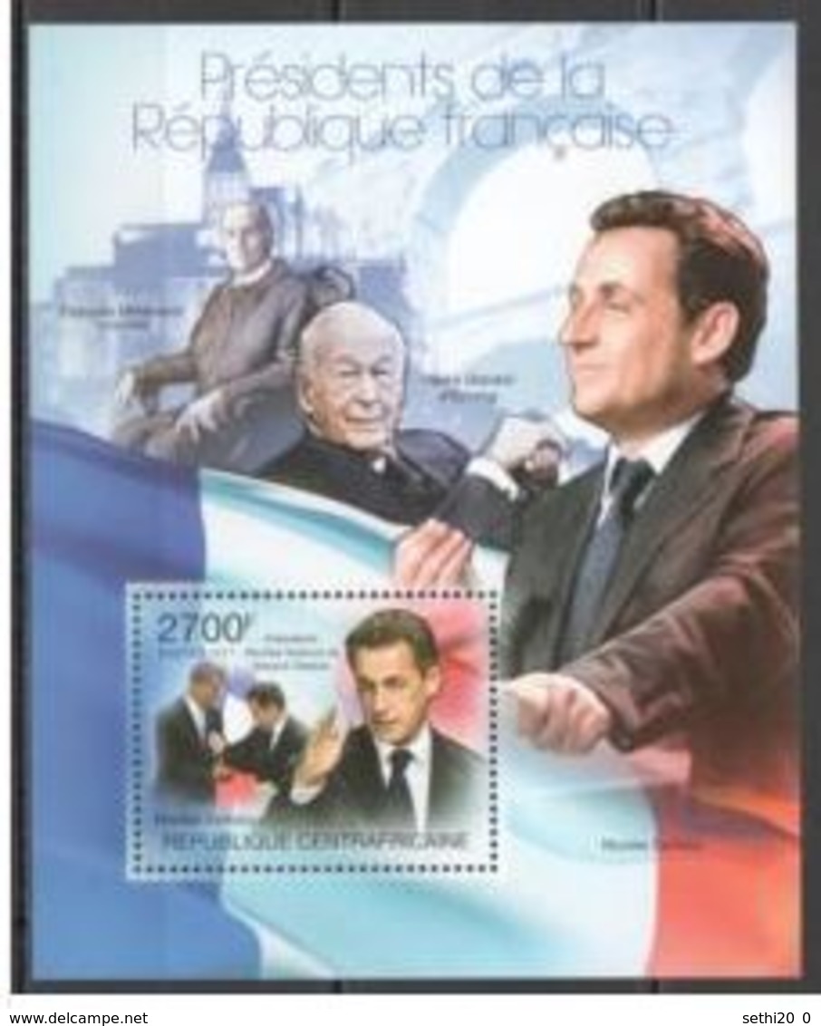 Centrafrique 2011 François MITTERAND, Valery GISCARD D'ESTAING Barack OBAMA  Nicolas SARKOZY    MNH - Andere & Zonder Classificatie