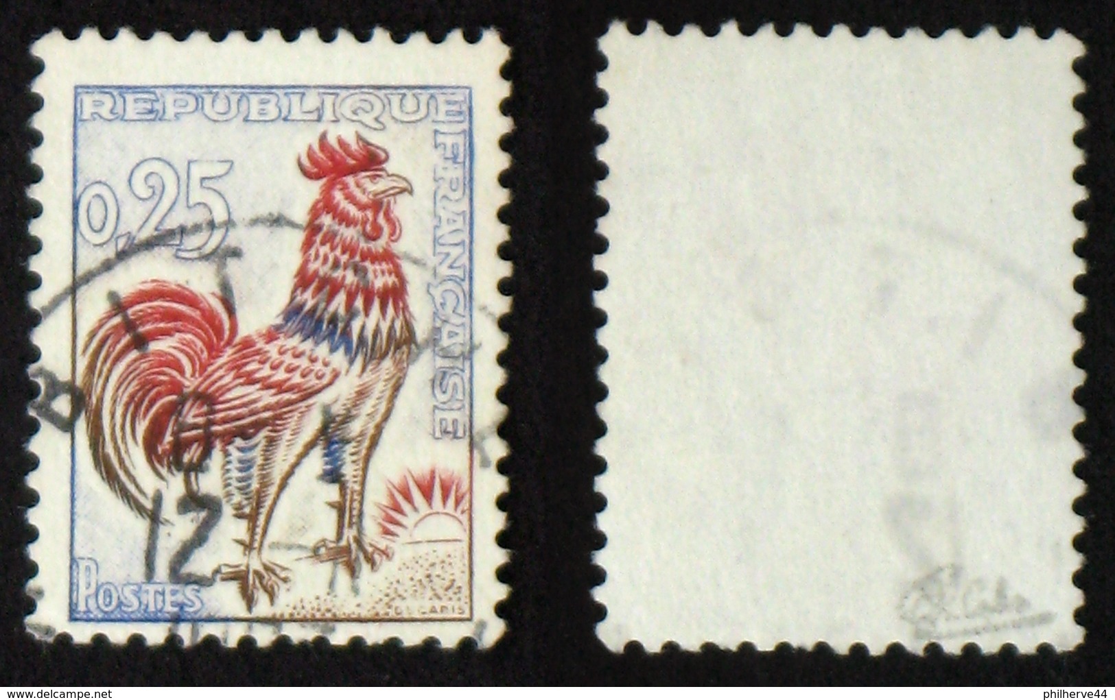 N° 1331d 25c COQ FLUO TB Cote 65€ Signé Calves - 1962-1965 Cock Of Decaris