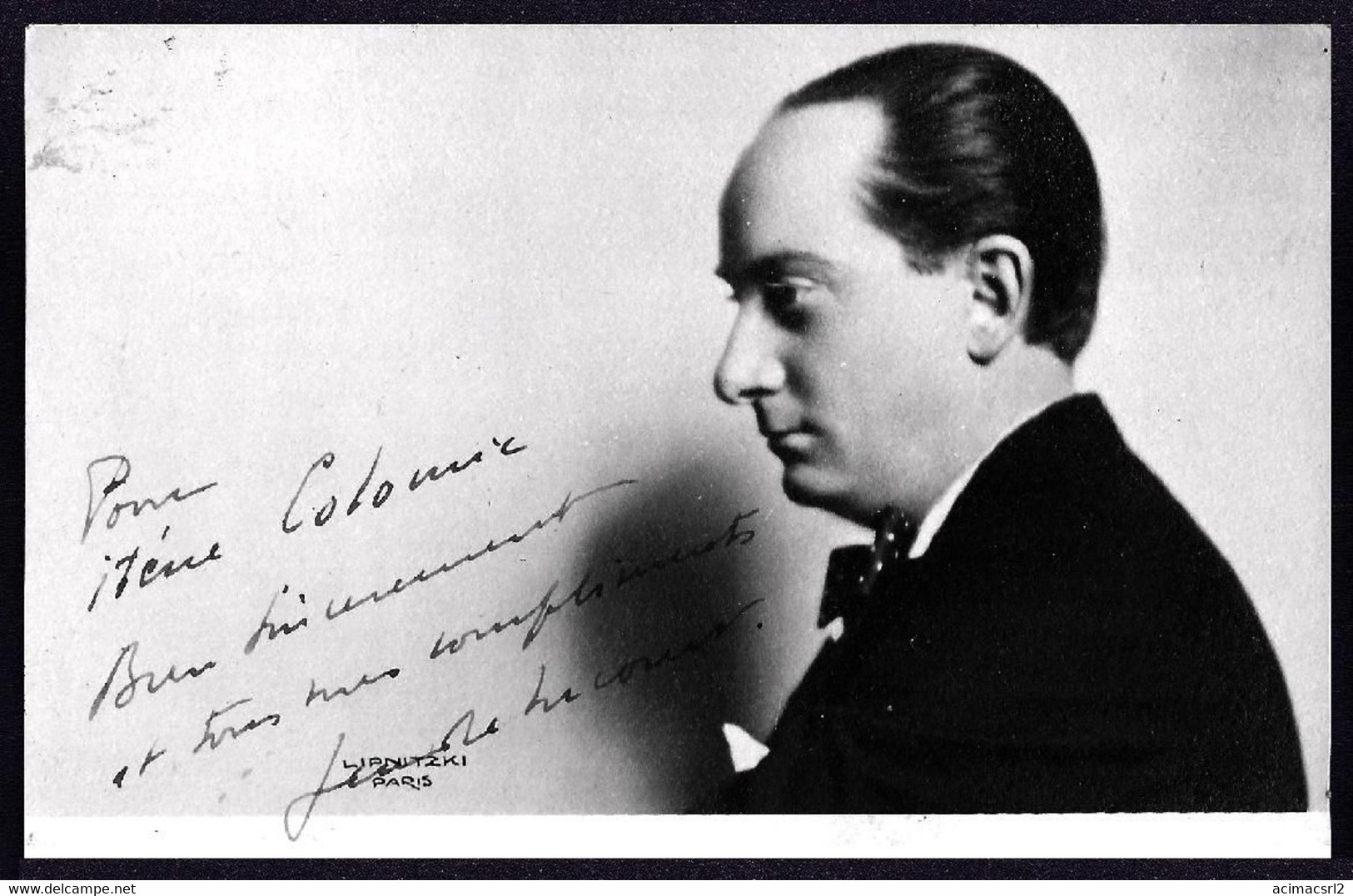 X107 TEATRO ESPAÑOL - Director Teatral .... ? Autograph Dedicacee Unidentified 1910's Photo Postcard By Boris Lipnitzki - Fotos Dedicadas