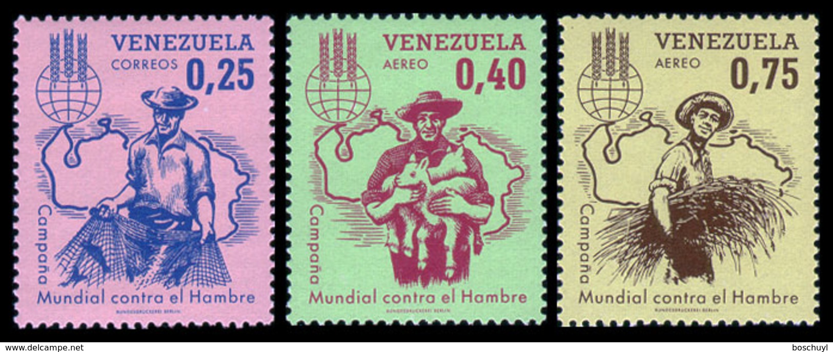 Venezuela, 1963, Freedom From Hunger, FAO, United Nations, MNH, Michel 1493-1495 - Venezuela