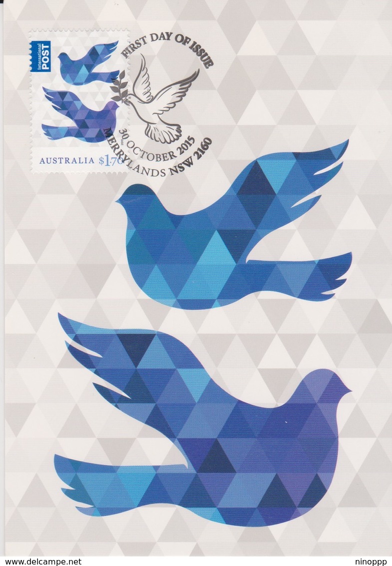Australia 2015 Christmas,Blue Dove, Maximum Card - Cartas Máxima