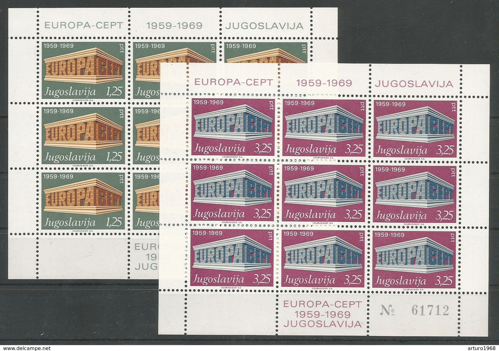 Yugoslavia Yougoslavie Jugoslawien Mi.1361/62IIKB In Sheetlets Of 9 Second Issue MNH / ** 1969 Mi: 120,00€ Europa - 1969