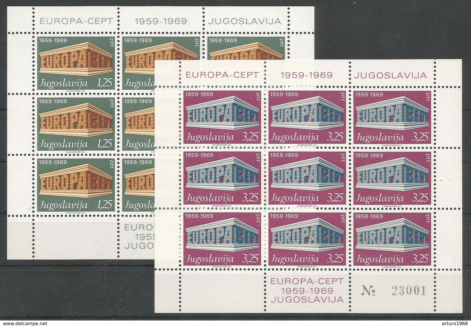 Yugoslavia Yougoslavie Jugoslawien Mi.1361/62IKB In Sheetlets Of 9 First Issue MNH / ** 1969 Mi: 45,00€ Europa - 1969