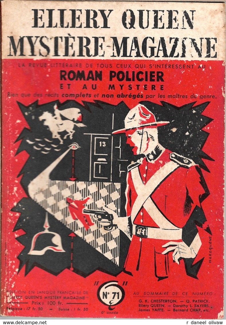 Mystère Magazine N° 71, Décembre 1953 (BE) - Opta - Ellery Queen Magazine