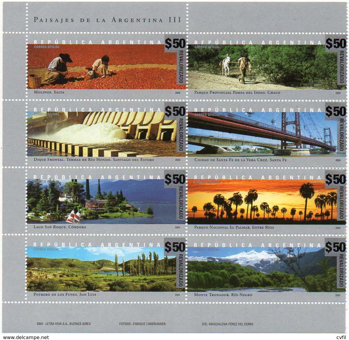ARGENTINA 2018 Surcharged On Landscapes III. Block Of 8, Mint NH - Neufs