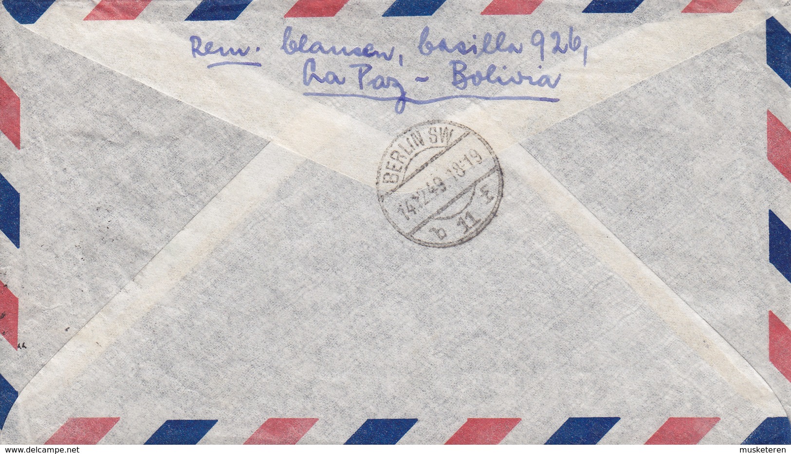 Bolivia Via Aerea LA PAZ 1949 Cover Letra BERLIN Germany Kongress Katholische Erziehung Pope Pabst Pius XII. (Mi. 429) - Bolivien