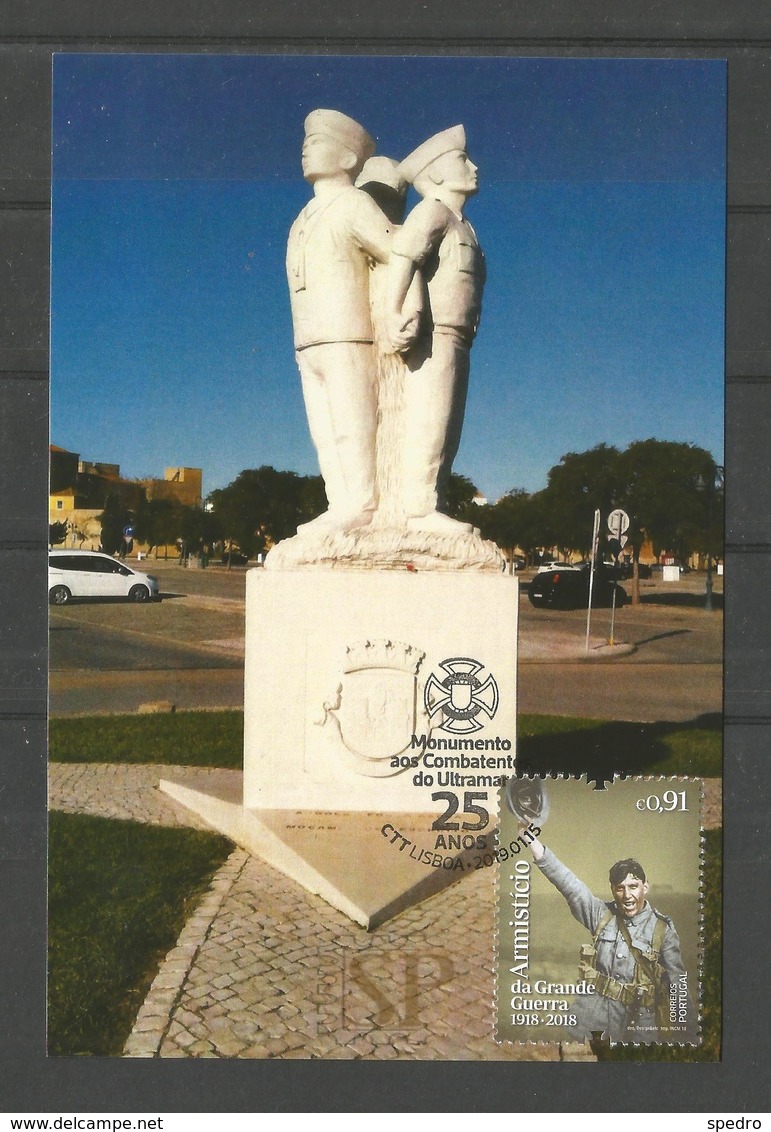 Portugal 2018 Postal Máximo Monumento Aos Combatentes Maximum Maxicard Faro Algarve Army Navy Militar - Militaria