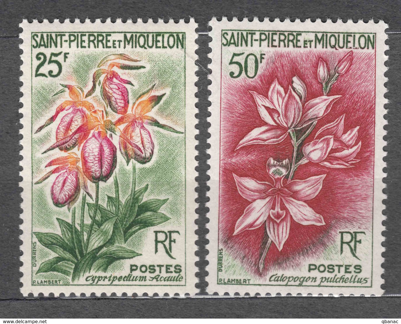 St. Pierre & Miquelon 1962 Flowers Mi#394-395 Mint Hinged - Nuovi