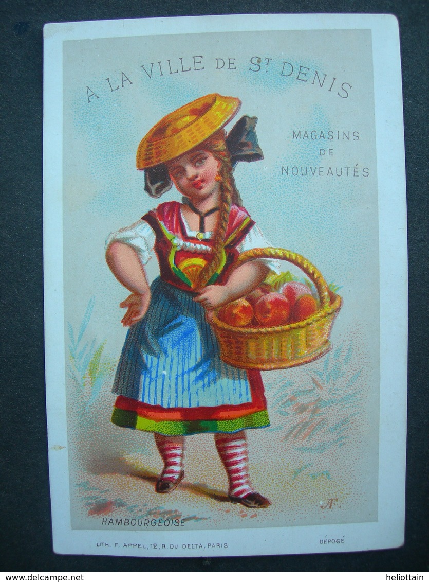CHROMO Lith F Appel : A LA VILLE DE SAINT DENIS / COSTUME : HAMBOURGEOIS / Victorian Trade Card - Autres & Non Classés