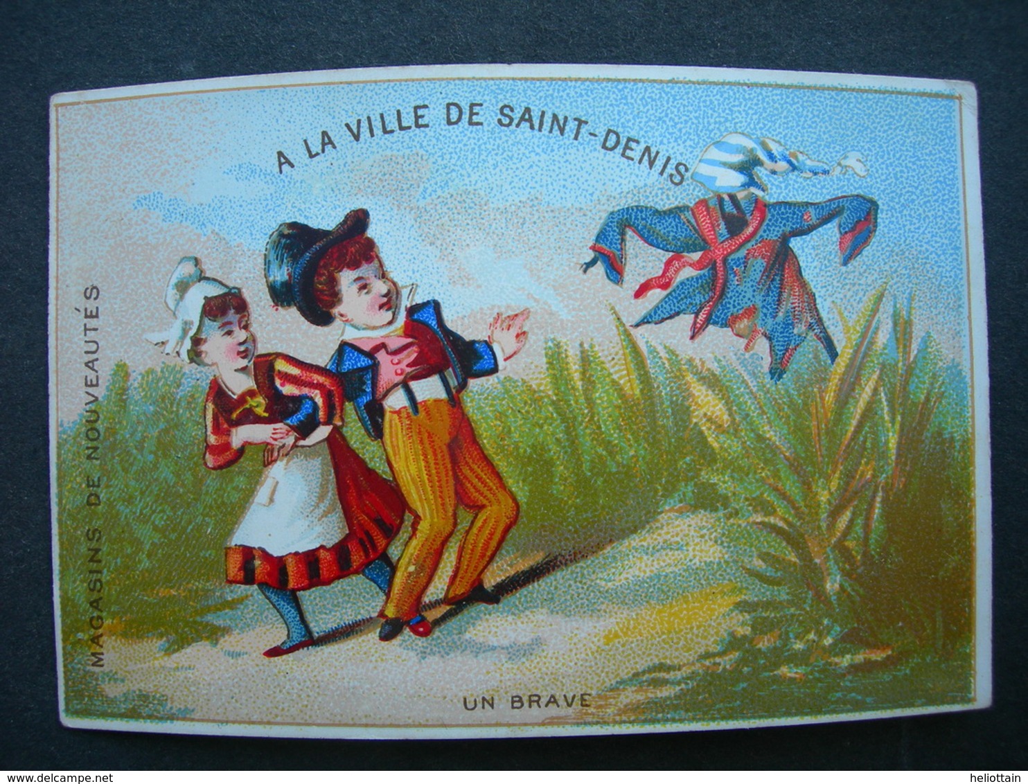 CHROMO Lith H Bataille : A LA VILLE DE SAINT DENIS / UN BRAVE / Victorian Trade Card - Autres & Non Classés