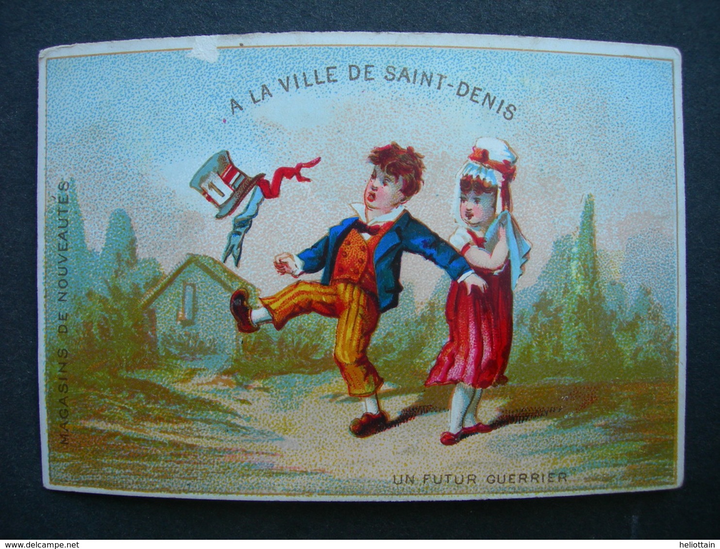 CHROMO Lith H Bataille : A LA VILLE DE SAINT DENIS / UN FUTUR GUERRIER / Victorian Trade Card - Autres & Non Classés