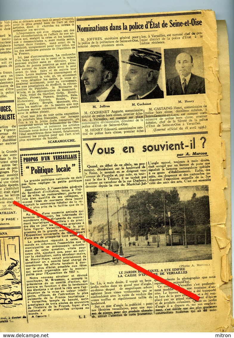 LES NOUVELLES De VERSAILLES DU MERCREDI 29 AVRIL 1936 - Bords Extérieurs Du Journal En Mauvais état, Reste Bon - Autres & Non Classés