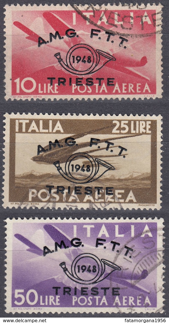 TRIESTE ZONA A - 1948 - Posta Aerea, Serie Completa Usata Di 3 Valori: 12A/12C. - Luftpost