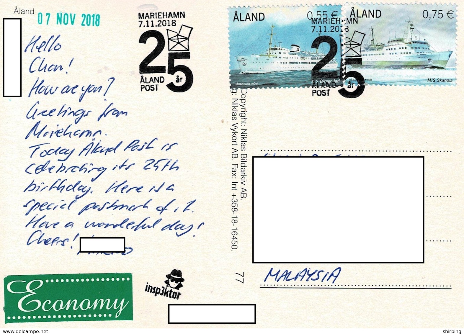 24C : Finland Maritime Ships Stamps First Day Cachet Used On Aland Map Postcard - Covers & Documents