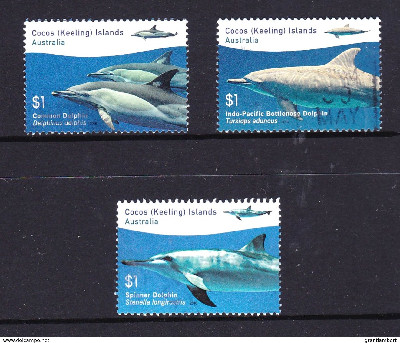 Cocos Islands 2016 Dolphins Set Of 3 Used - Cocos (Keeling) Islands