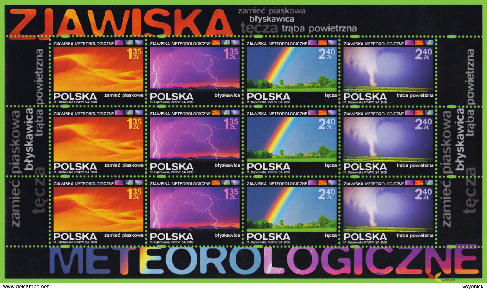 Voyo POLAND METEOROLOGICAL PHENOMENA 2008 Mi # 4355-58   ** MINT Full Sheet - Fogli Completi