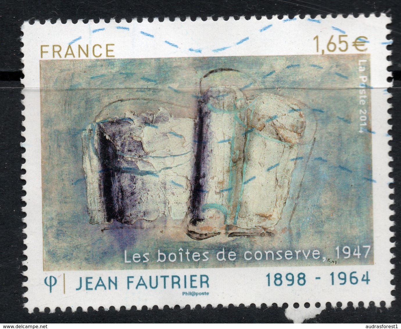 2014 :JEAN FAUTRIER 1898 - 1964 Valeur Faciale 1,65 € Timbre Oblitéré De France . Les Boîtes De Conserve, 1947 - Oblitérés