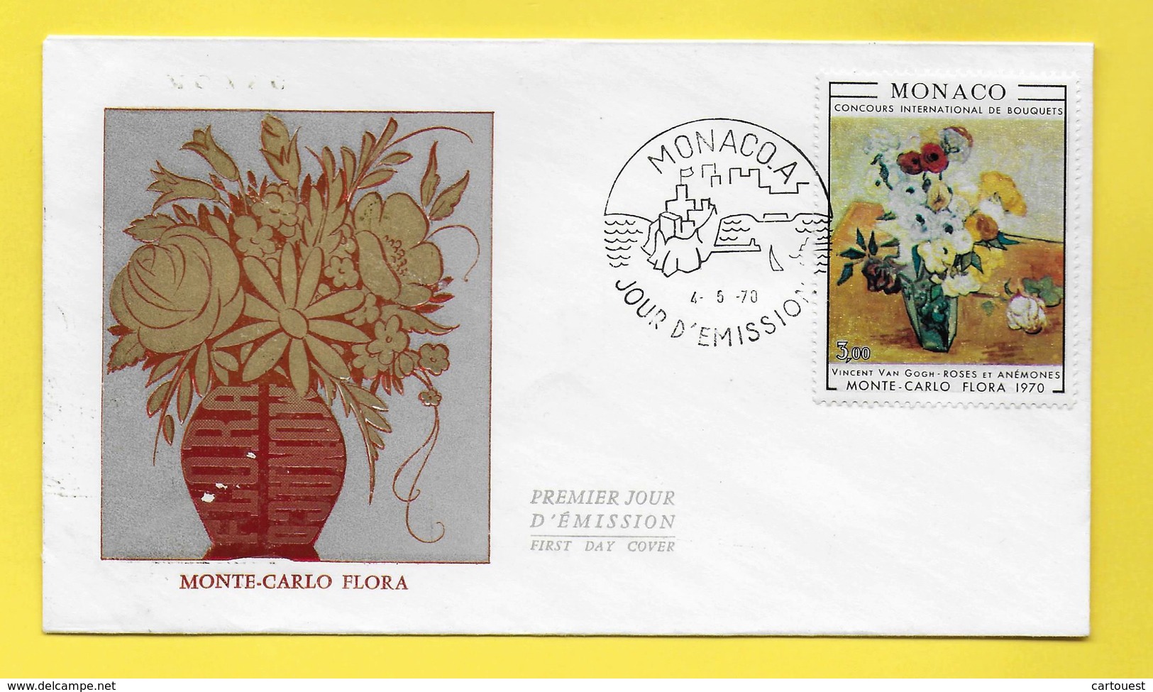 MONACO - Enveloppe Premier Jour - First Day Cover - MONTE CARLO FLORA  04. 05. 1970 - FDC