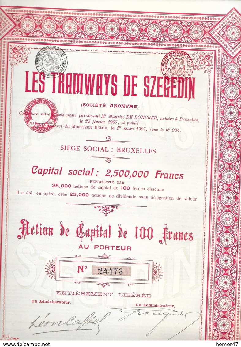 Les Tramways De Szegedin - 1907 - Railway & Tramway