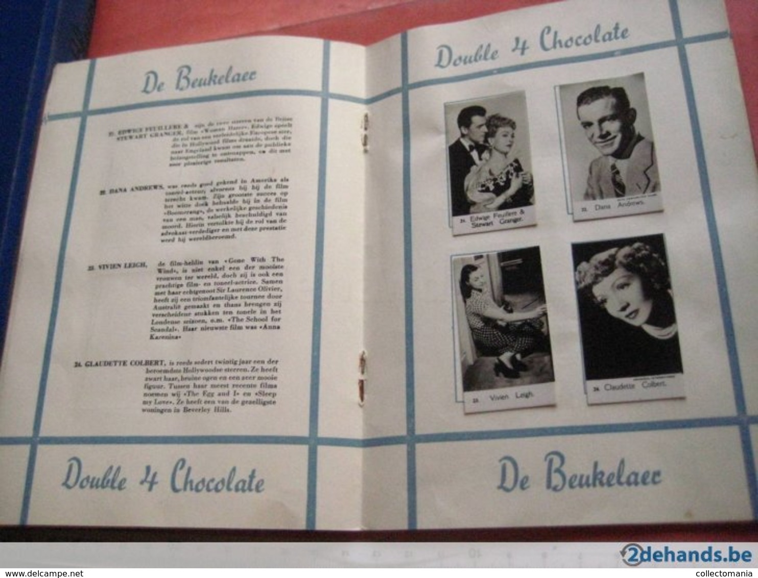 album filmstar de DeBeukelaer's chokolade Kievitstraat Antwerp Anvers, chocolat, COMPLETE VG  c1950 real photo