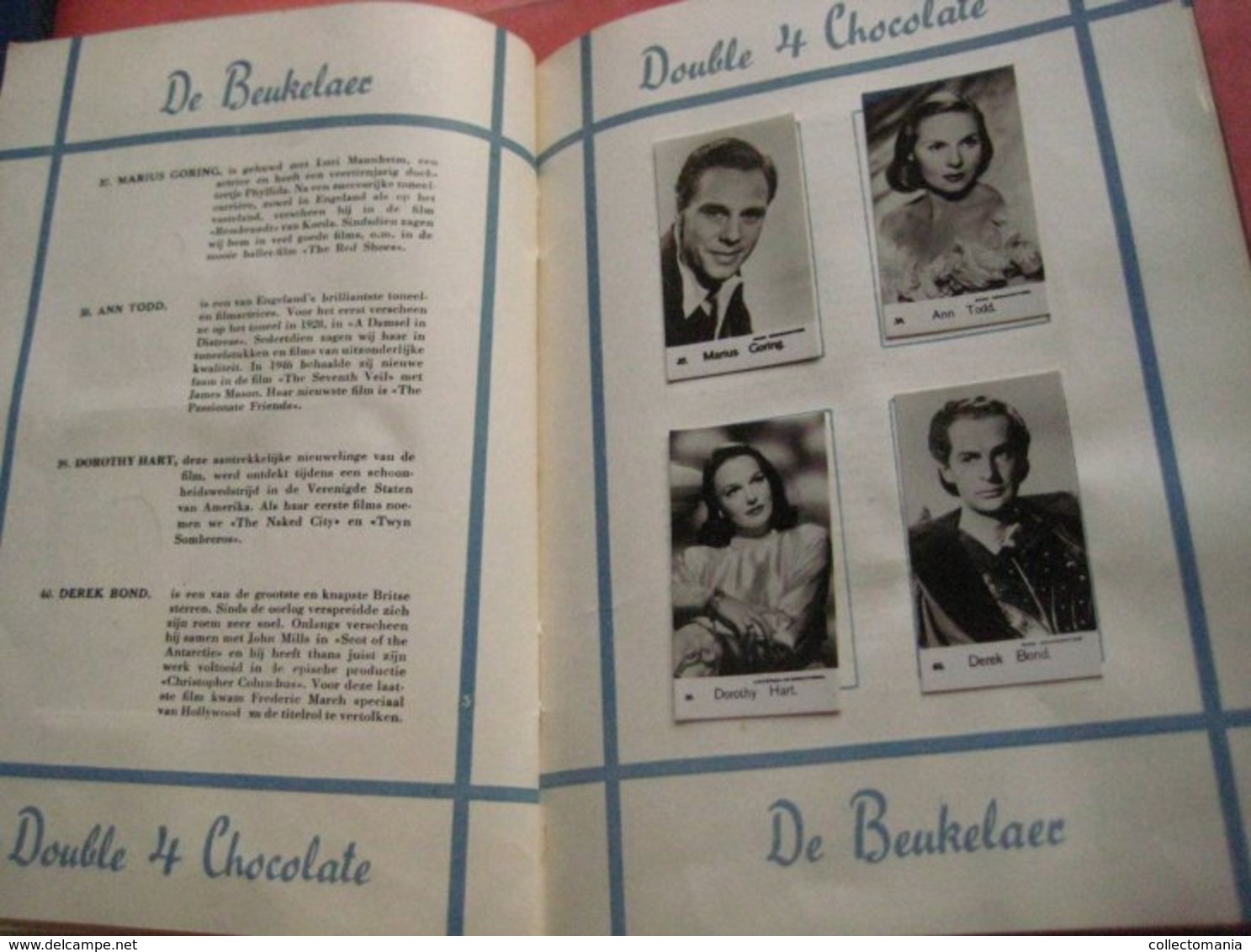 album filmstar de DeBeukelaer's chokolade Kievitstraat Antwerp Anvers, chocolat, COMPLETE VG  c1950 real photo