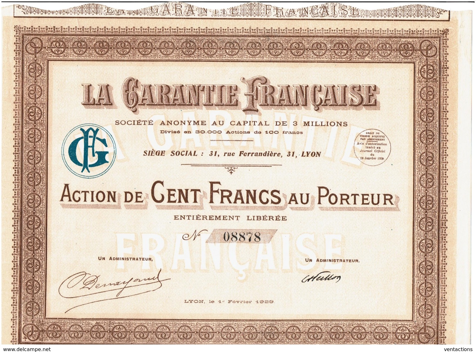 69-GARANTIE FRANCAISE. 31 Rue Ferrandière à LYON - Autres & Non Classés