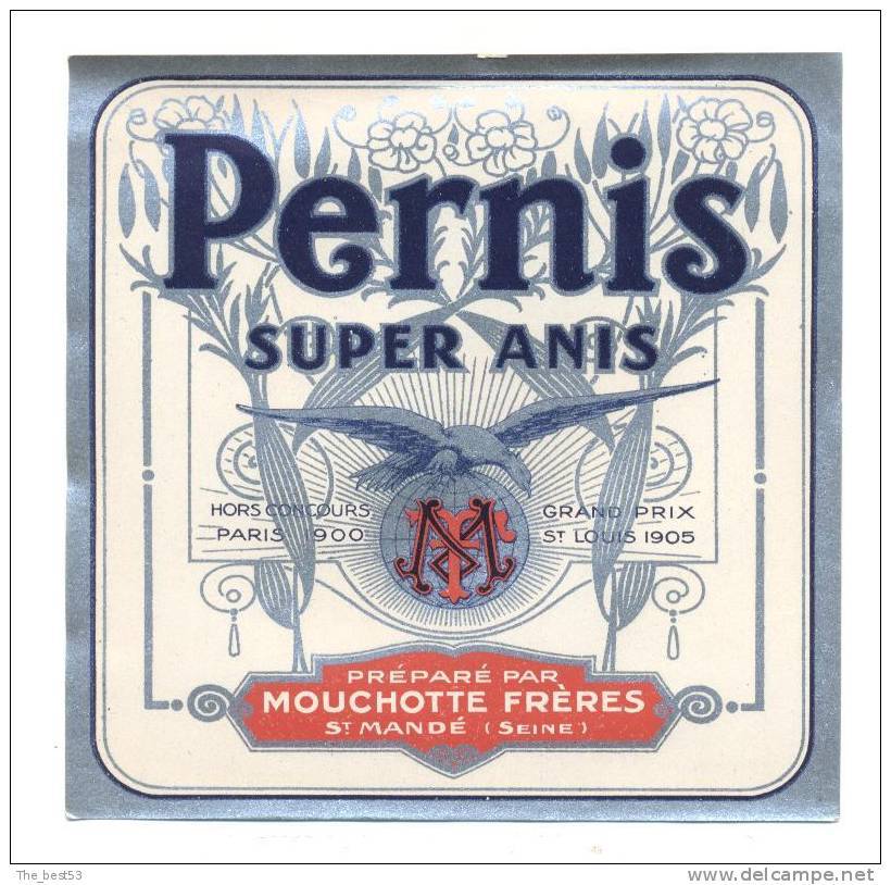 Etiquette De Super Anis  -   Pernis   -   Mouchotte  à  Saint Mandé  (94) - Autres & Non Classés