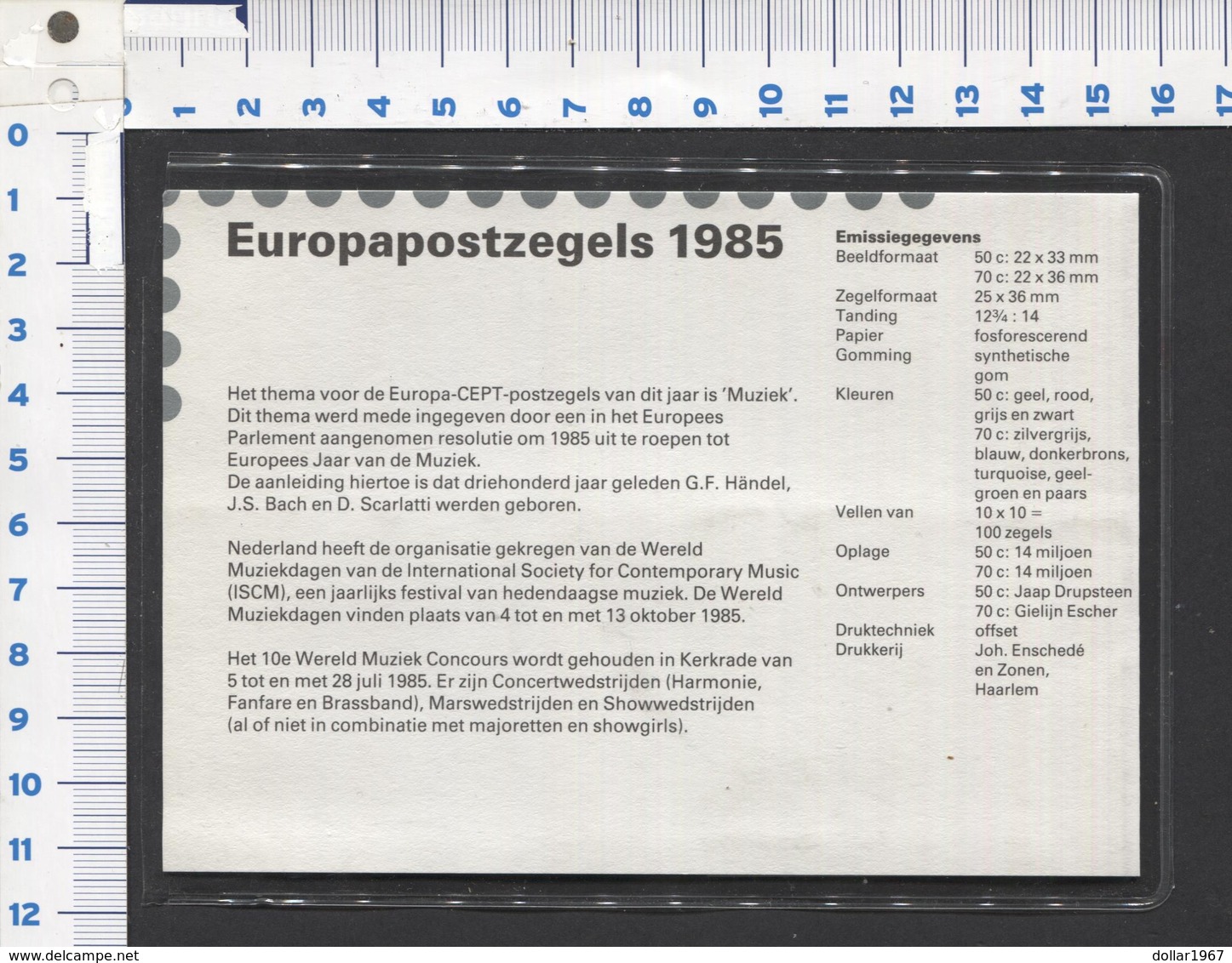 PTT Post , Europapostzegels -4-6-1985 - Mapje 30 - NOT Used - See The 2 Scans For Condition( Originaal) - Unused Stamps