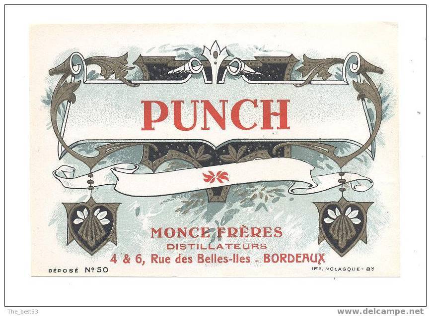 Etiquette De (Rhum)  Punch  -    Moncé Frères  à  Bordeaux - Rhum