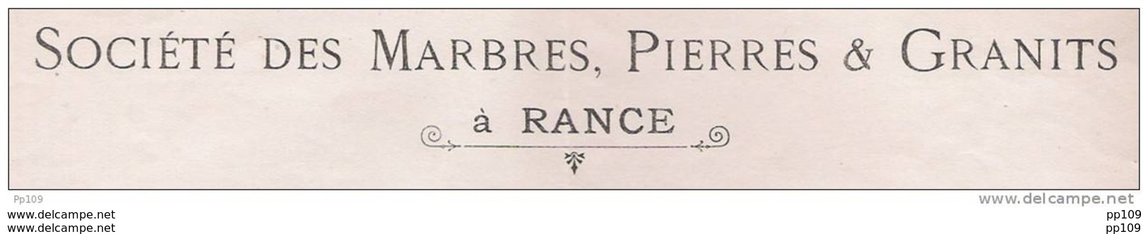 Ancienne Facture  :  Société Marbre, Pierre &amp; Granit à RANCE En 1930 + 2 T.fiscaux - Andere & Zonder Classificatie