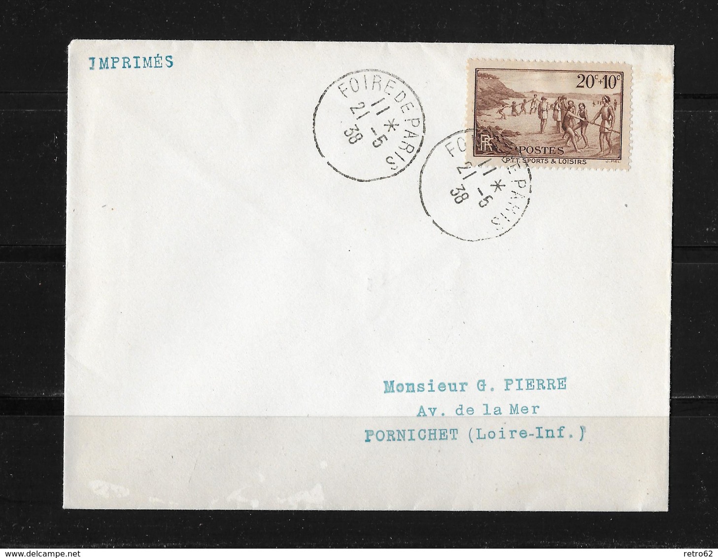 1938 Frankreich →  Michel 341 Sur Lettre - Lettres & Documents