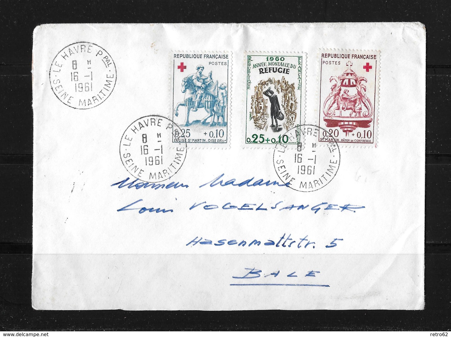 1961 Frankreich →  Michel 1329-31 Sur Lettre En Bale/Suisse - Lettres & Documents