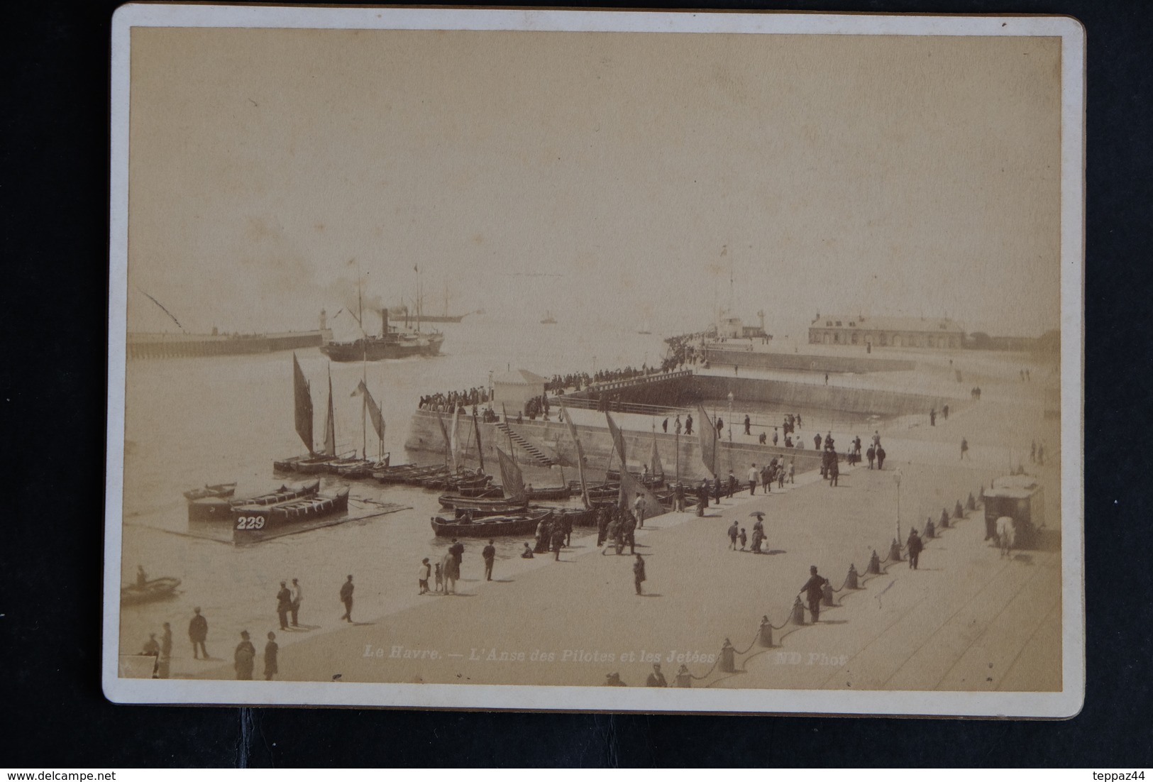 PHOTO LE HAVRE 76 L'ANSE DES PILOTES ET LES JETEES BATEAUX  PERSONNAGES  PHOTOGRAPHIE N D - Alte (vor 1900)