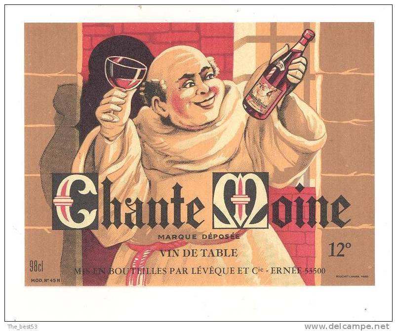 Etiquettes De Vin  De Table -   Chante Moine   -   Lévêque à Ernée  (53) - Religiones