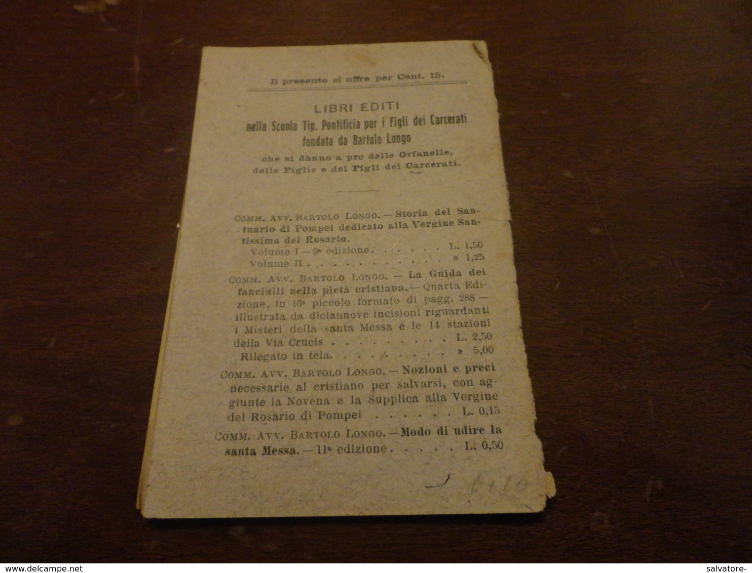 PICCOLE LETT. EDITE DAI FIGLI DEI CARCERATI IN VALLE DI POMPEI-LE LACRIME DI UNA MADRE O UN SOTTOTENENTE DI CAVALL.1926 - Altri & Non Classificati