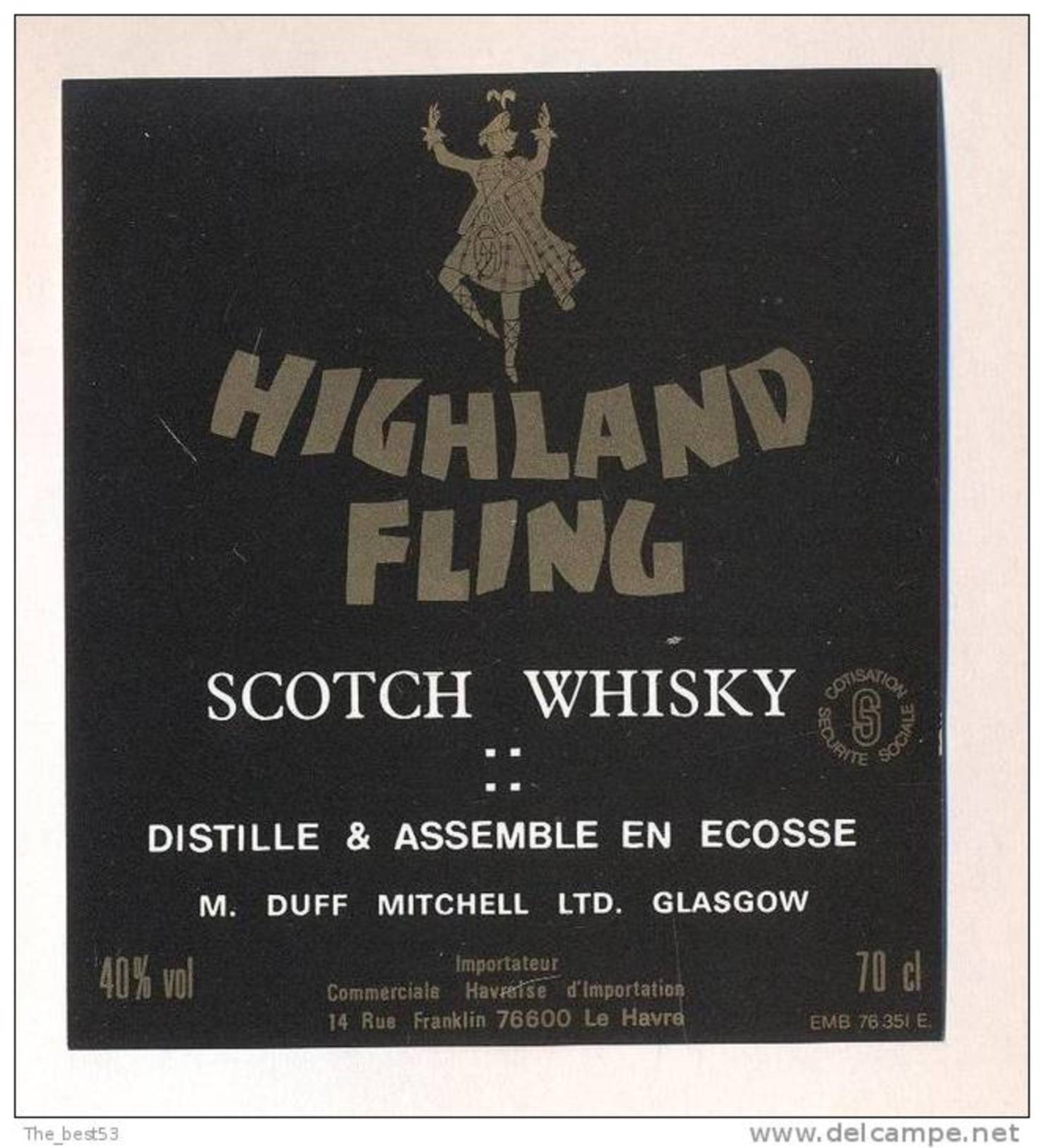 Etiquette Scotch Whisky    -  Highland Fling  -  Ecosse - Whisky