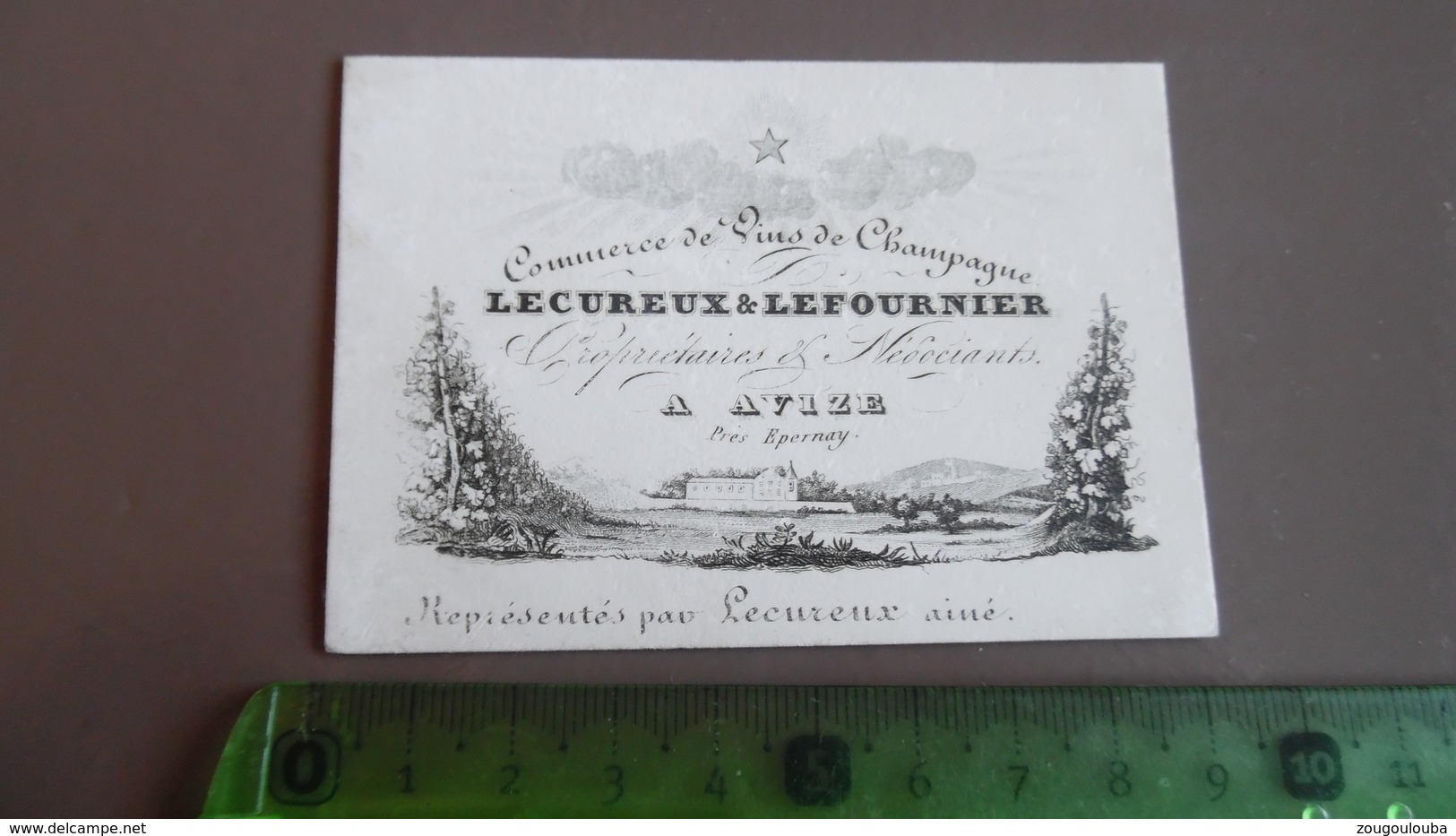 Publicité - Carte De Visite Lecureux Lefournier Vin Champagne épernay - Carte Porcelaine - Cartes De Visite