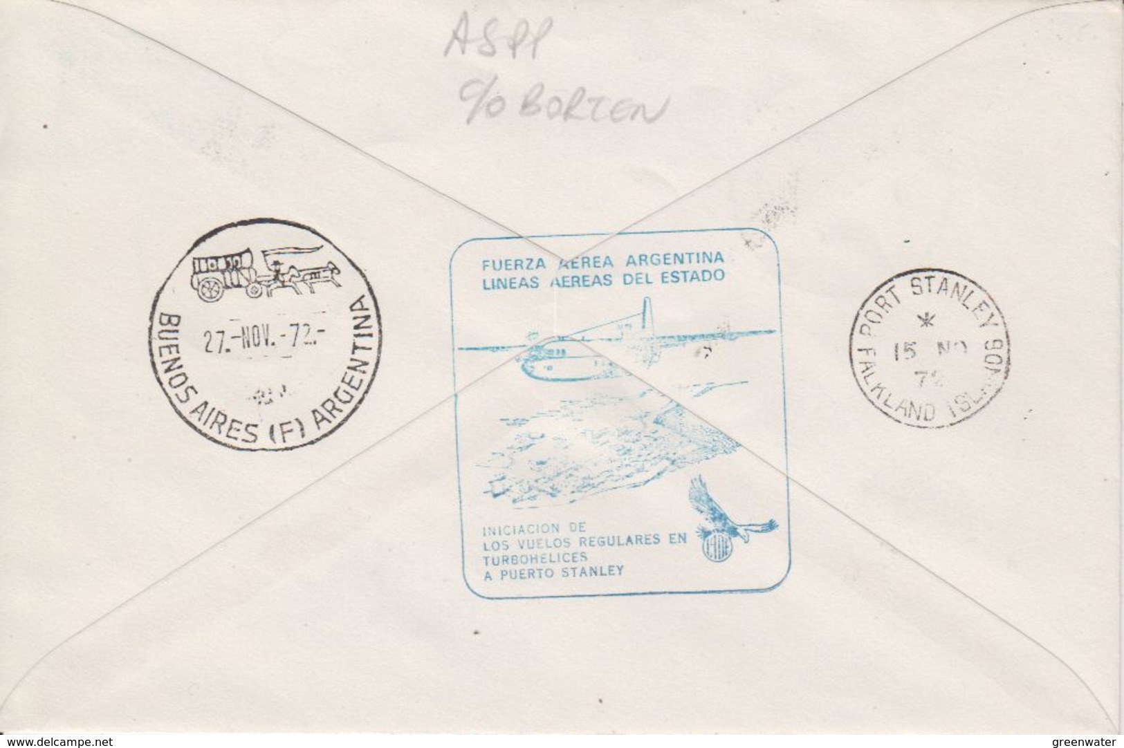 Argentina 1972 Cover Ca Declaration Conjunta Ca Port Stanley Falkland Islands (see Backside)  (41918) - Brieven En Documenten