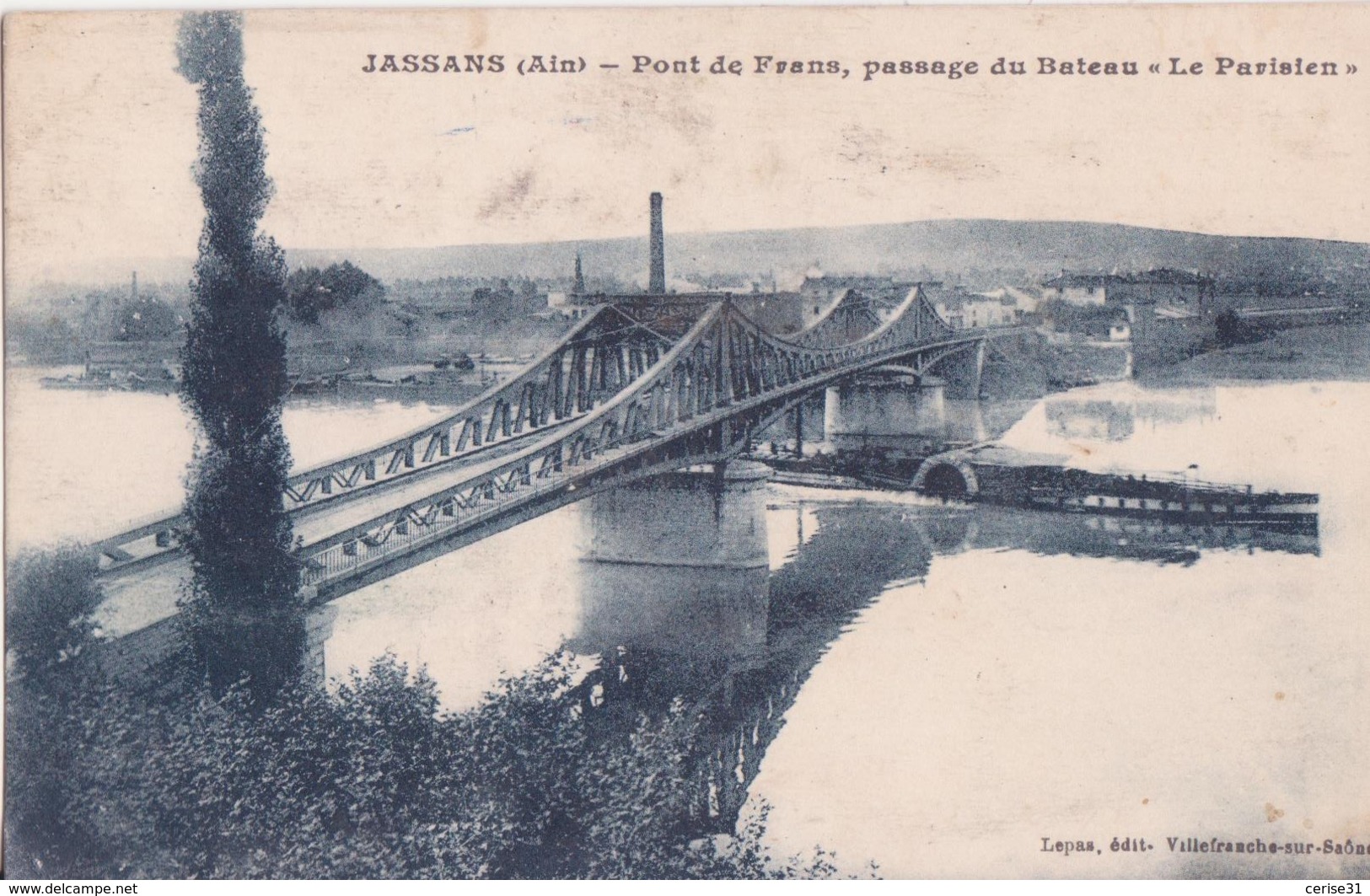 CPA - JASSANS (Ain) - Pont De Frans, Passage Du Bateau "le Parisien" - Non Classés